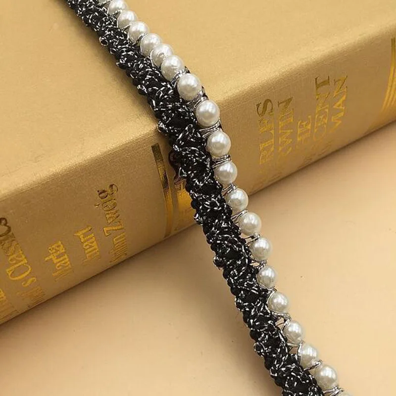 Lace Fabric Lace Ribbon Lace Garment Accessories Lace Sewing Supplies Lace Decoration Lace Accessories Lace Sewing Accessories black gold pearl beads embroidery flower lace collar Fabric Sewing Applique DIY guipure ribbon trim Womens dresses decor