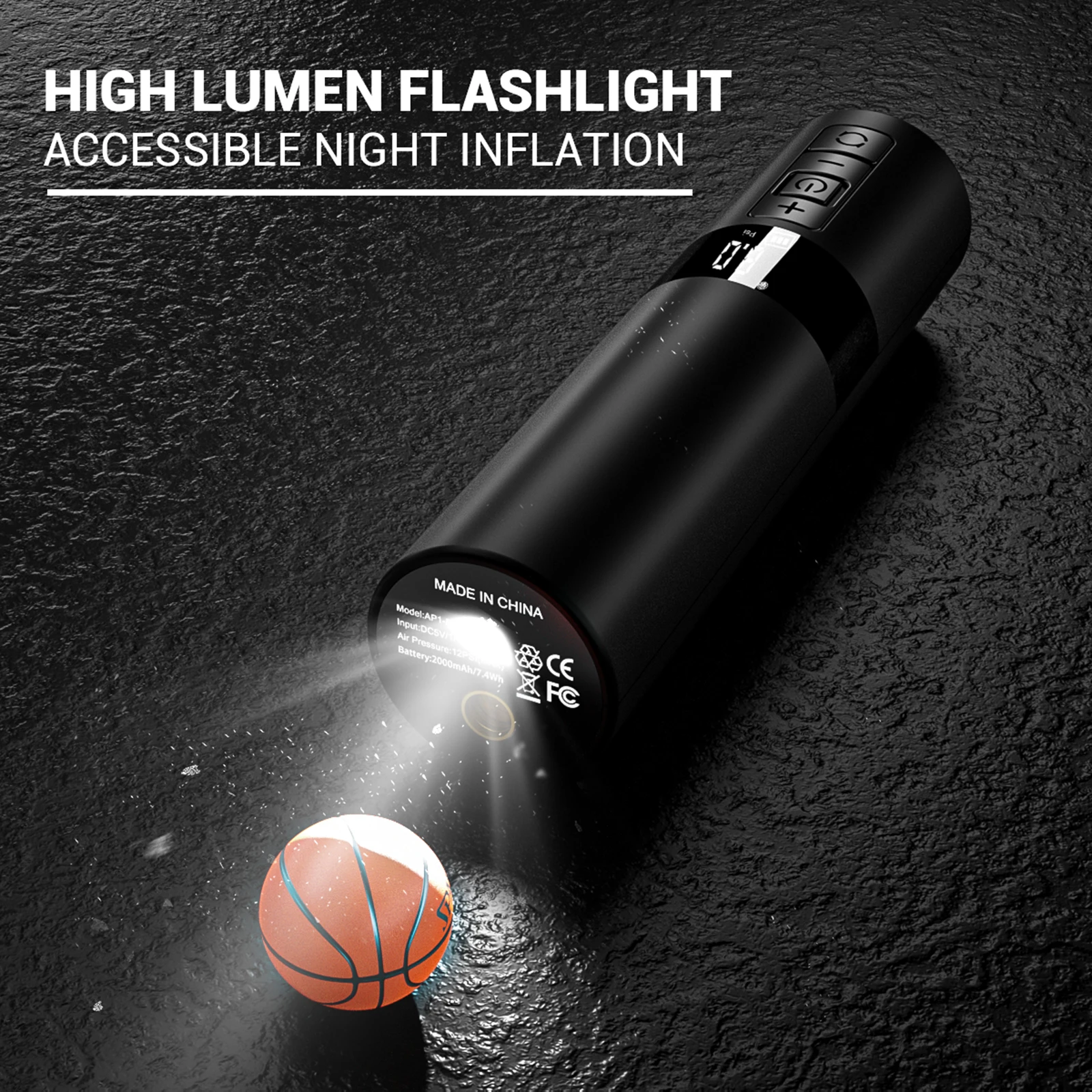 Electric Air Ball Pump, Portable Battery Powered Ball Pump with LCD Display Needles 12 PSI Mini Air Pump for Basketball Football