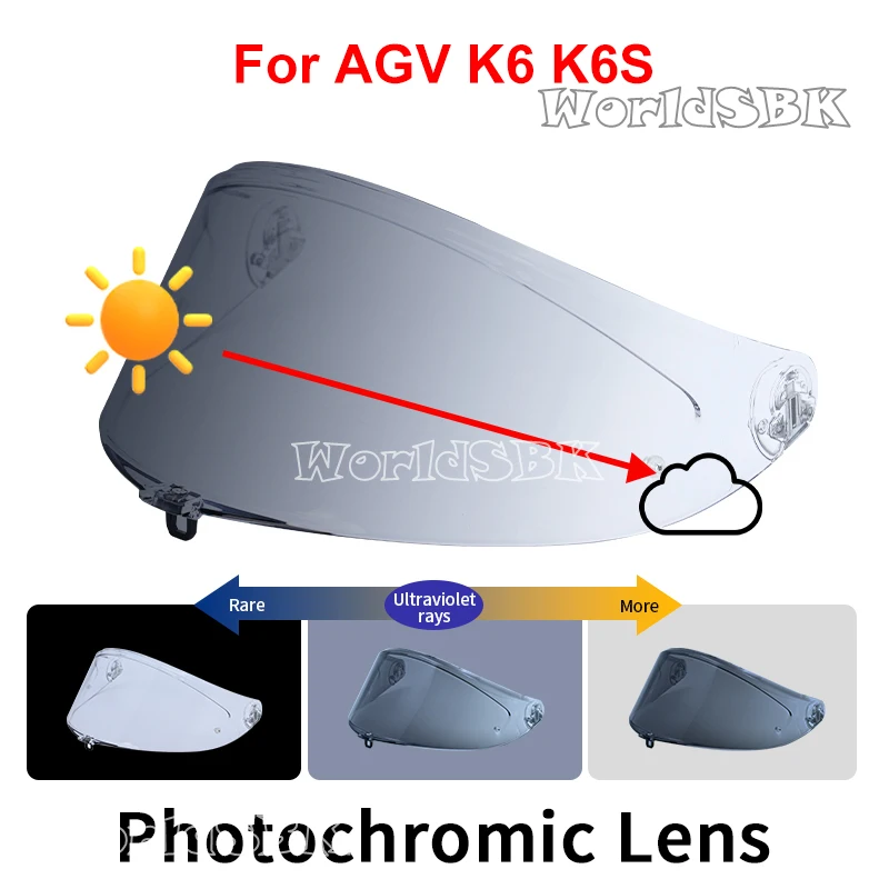 PhotochromicVisorforAGVK6K6sHelmetGlassesScreenShieldWindshieldAccessoriesParts