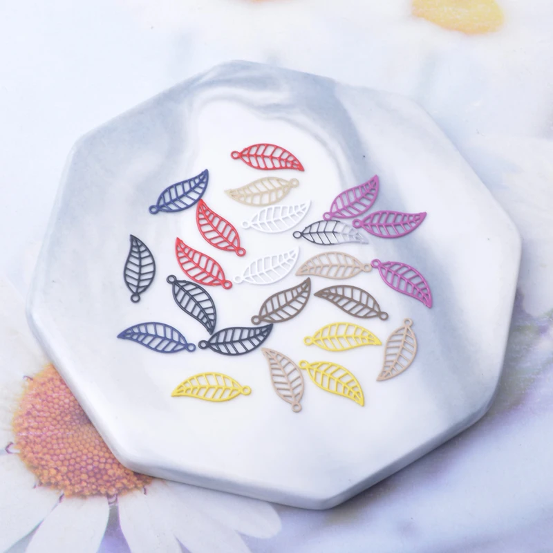 50 Stück AC14406 Kleine Blätter Schmuckanhänger Mini-Blatt DIY Schmuck Ohrring Halskette Komponenten
