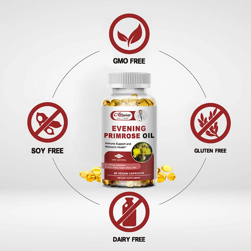 Evening Primrose Oil Capsules Natural Essential Fatty Acids Antioxidant Rich Moisturizes Rejuvenates Renews Restores Skin Hair