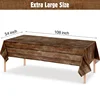 3pcs Brown Wood Grain Tablecloths Rustic Rectangle Plastic Table Covers Farmhouse Table Cloth Decor for Birthday Wedding Party 6