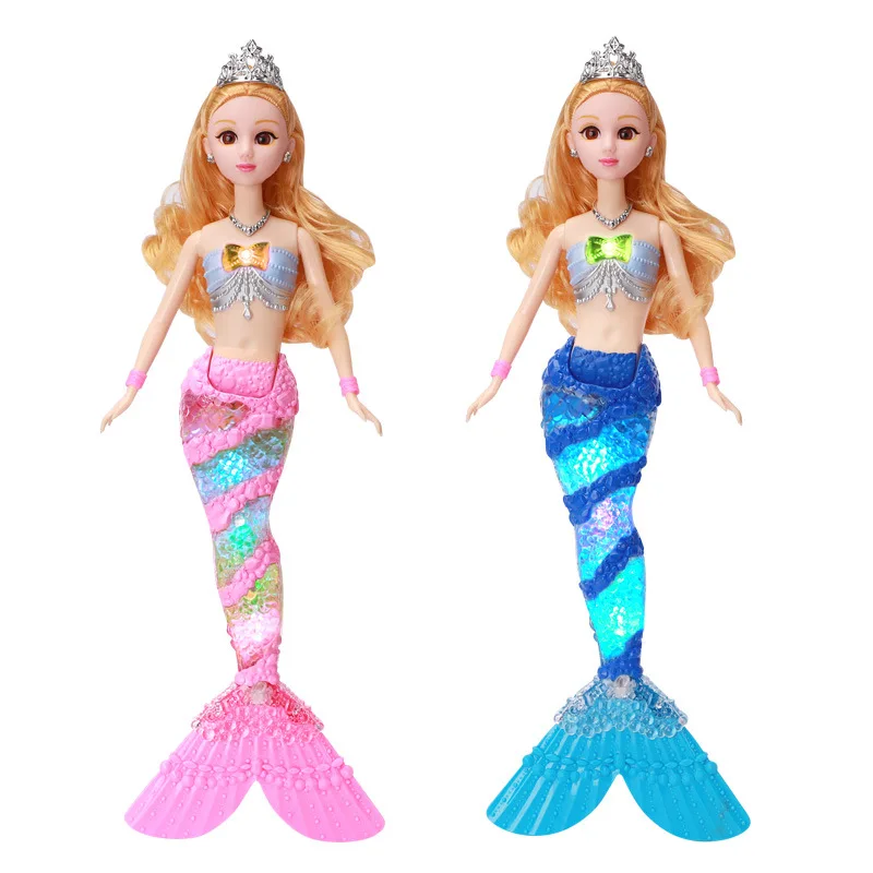 

Brand New Wedding Mermaid Doll Light Music 36cm Mermaid Princess Doll Fashion 3D Eyes Kids Toy Girls Birthday Gift