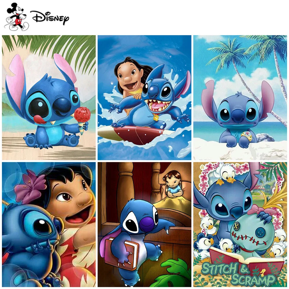 DisneyPaintByNumbersWithFrameLiloAndStitchCartoonPictureDrawingByNumberAcrylic