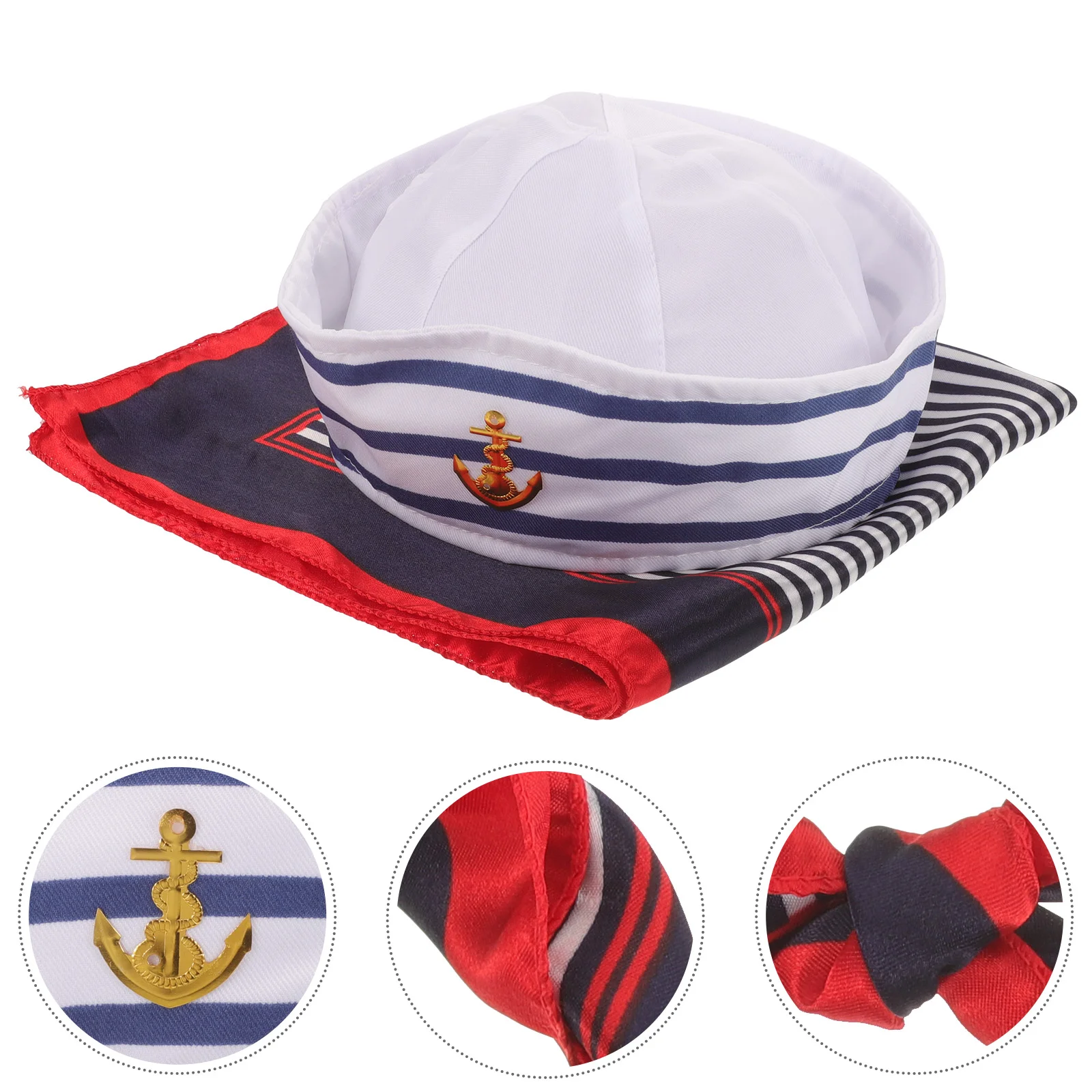Captain Hat Scarf Set Decorative Sailor Costume Accessory Soft Lightweight Breathable Cosplay Prop Sailing Party Fancy Dress