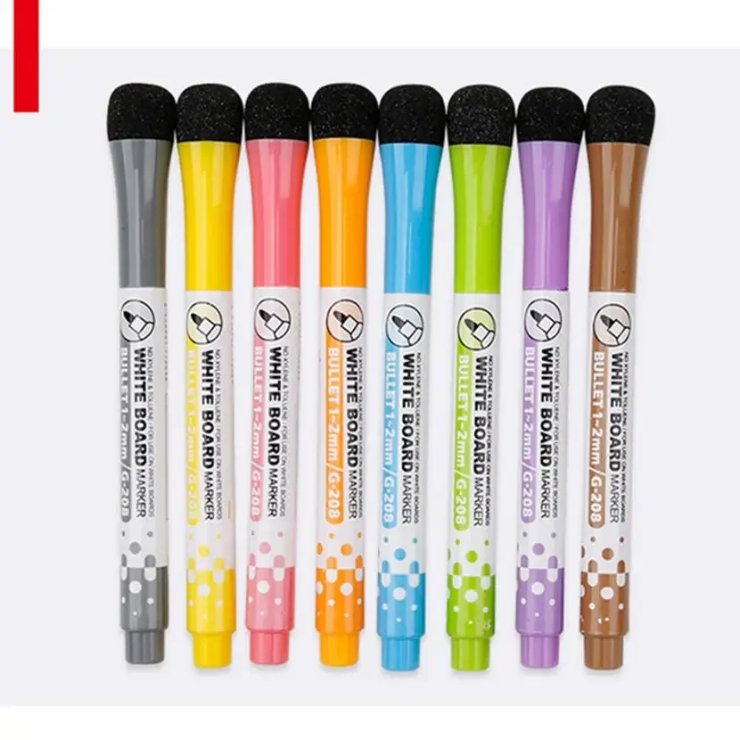 8pcs 수채화 브러시 화이트 보드 마커 펜 화이트 보드 지우기 펜 지우개 마그네틱 마커 쓰기 수채화 펜