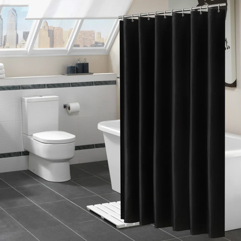 Shower Curtains Modern Black Waterproof Fabric For Bathroom Bathtub