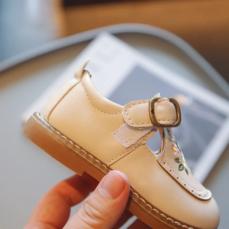 2024 Girls Baby Mary James Embroidered Floral Toddler Fall Shoes Vintage Cover Toe Comfortable Kids Shoes 5