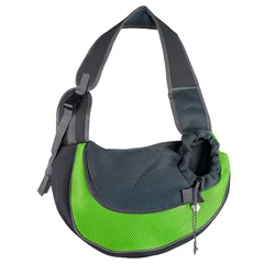 Portable Mesh Pet Carrier Backpack and Crossbody Tote Bag - S (Green)