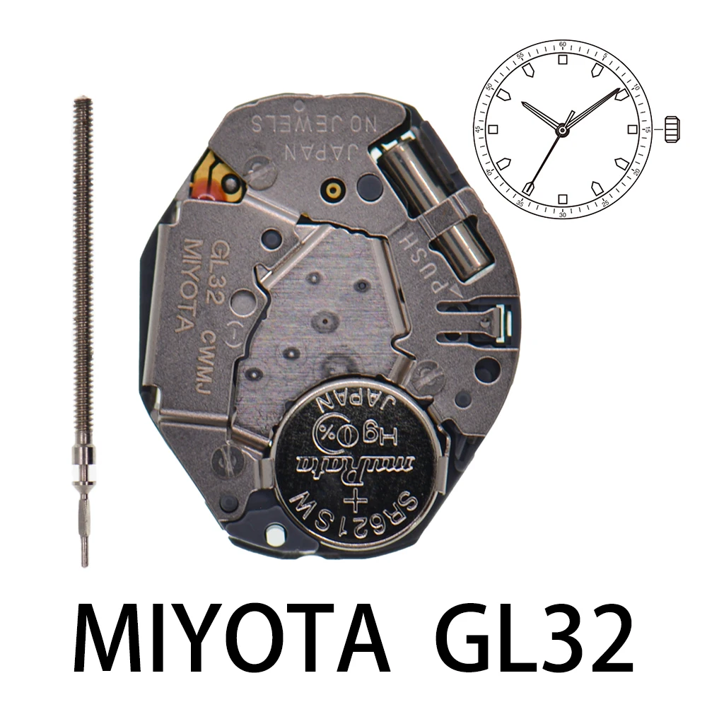 

Miyota GL32 quartz movement Japanese slim electronic Japan Large GL32 movement Large three hands watch parts accessories