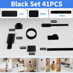 Under - Desk Cable Management System with Adjustable Hook and Loop Ties (Black Set)