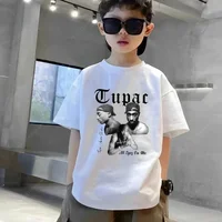 Tupac 2pac Rapper Thug Life Hip Hop Fashion Kids T-shirt Baby Boys Girls Clothes Summer Children Cotton Short Sleeve T Shirt Top 2