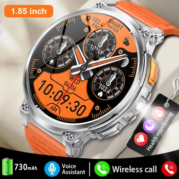 LIGE Nuovo Astuto Della Vigilanza Degli Uomini 1.85 "Schermo AMOLED Chiamata Bluetooth All'aperto Impermeabile Orologio Sportivo Torcia Elettrica Monitor di Salute Smartwatch