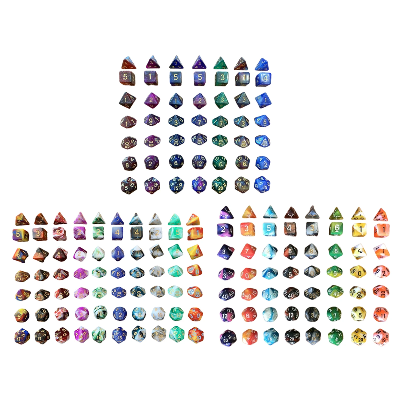 

49/56/70Pcs Polyhedral Dice Kit Colorful Multi Sides Digital Dice Set Party Supplies Party Props Dice for Role Playing Games