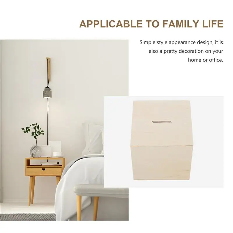 3Pcs Painted Saving Bank Wood Money Box Diy Wooden Saving Bank Kids Coin Storage Jar Multi Function Piggy Bank Home Decor 3