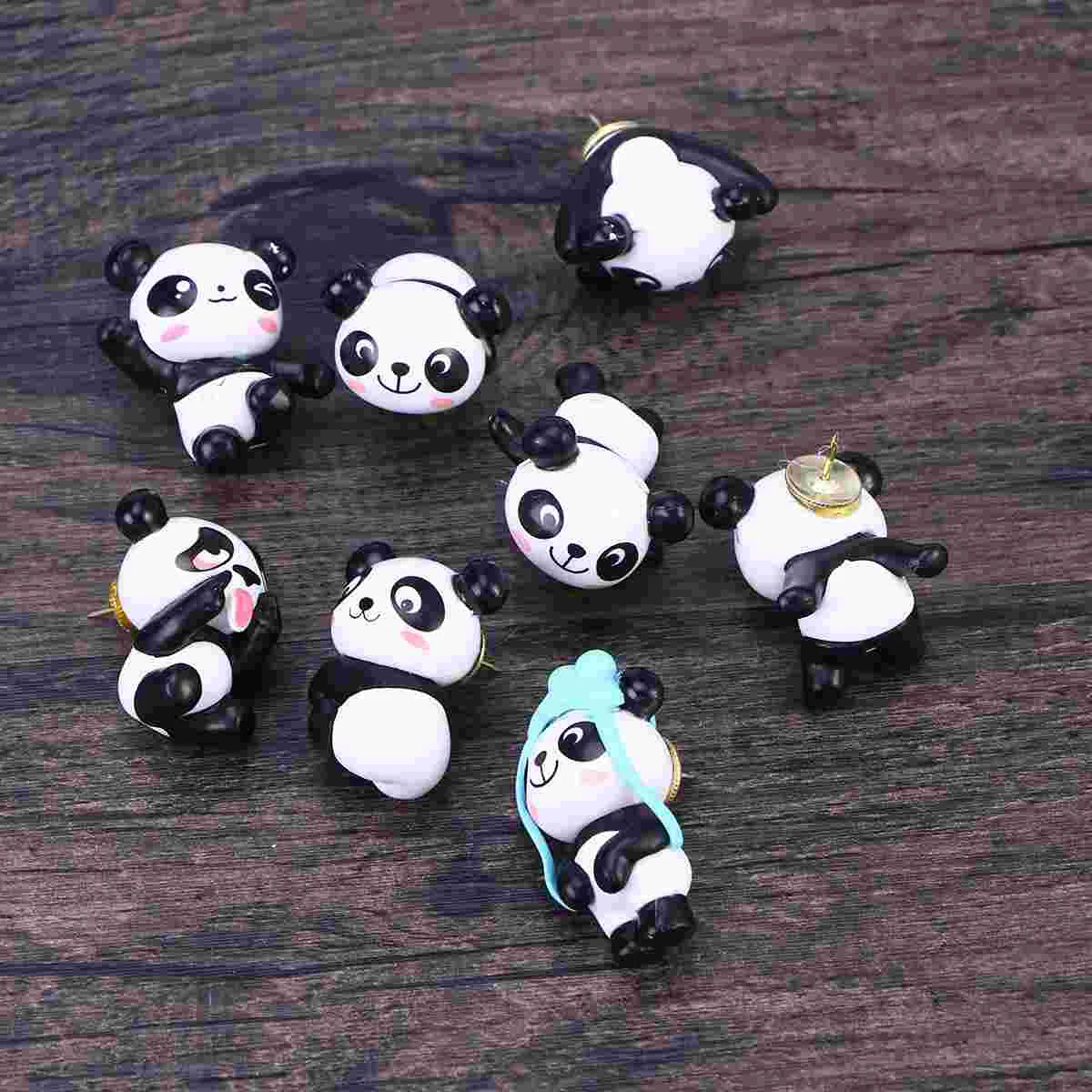 

8 Pcs Panda Plastic Thumbtacks Cartoon Drawing Pin Push Pin Set for Maps Calendar