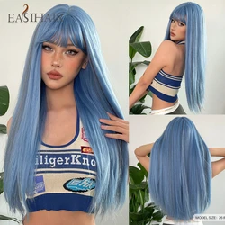 EASIHAIR Long Silky Straight Black Wig with Bangs - Natural-Looking Heat Resistant Synthetic Hair (WL1085-3)