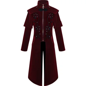 Halloween Medieval Gothic Women Men European American Long Jacket Stand Collar Retro Coat Vintage Clothing Jacket Windbreaker