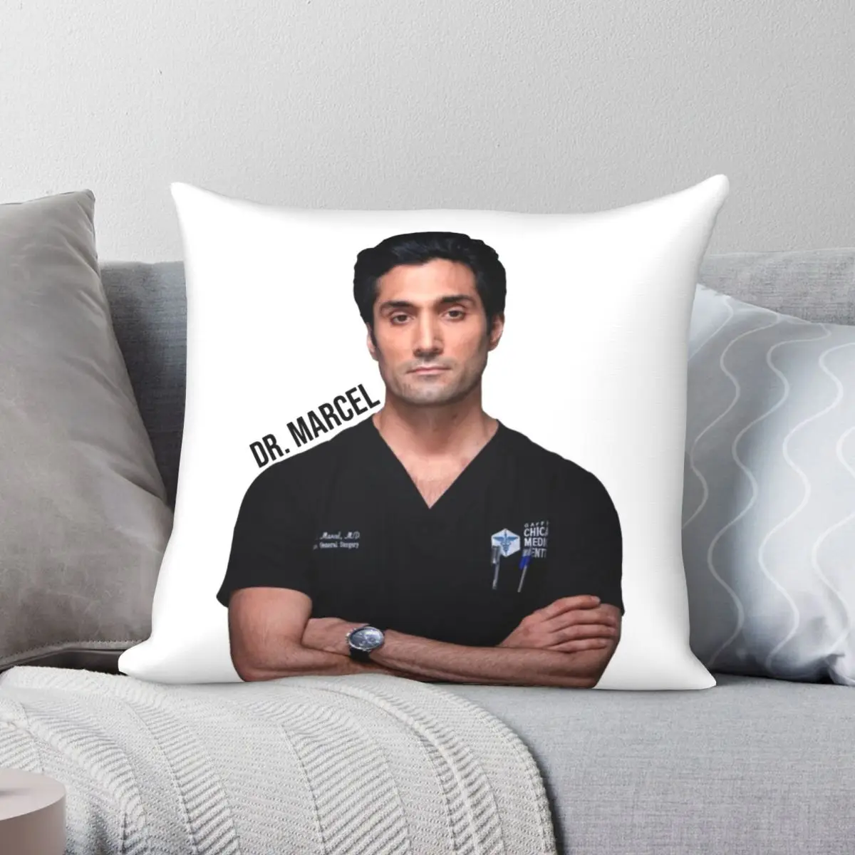 

CHICAGO MED CROCKETT MARCEL DOMINIC Square Pillowcase Polyester Linen Velvet Printed Zip Decor Pillow Case Bed Cushion Cover