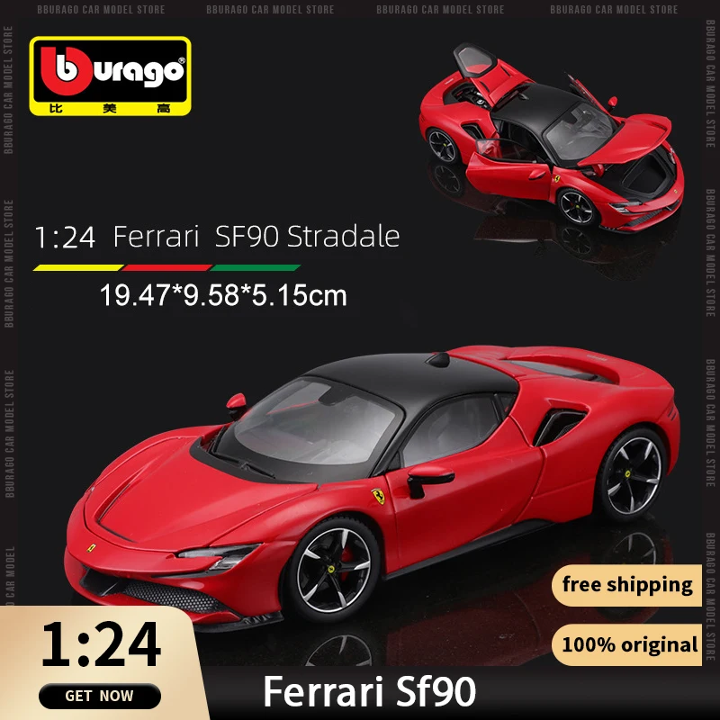 

1:24 Ferrari SF90 Enzo Laferrari Aperta 488 Pista Car Bburago Diecast Model Edition Alloy Luxury Vehicle Toys Collection Gift