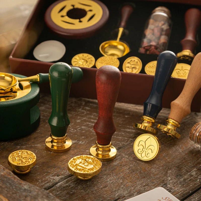 Wax Seal Stamp Set Sealing Wax Set Vintage Kit Seal Wax Sealing Wax Beads Wax Seal Stamp for Seals Decorative HCS010