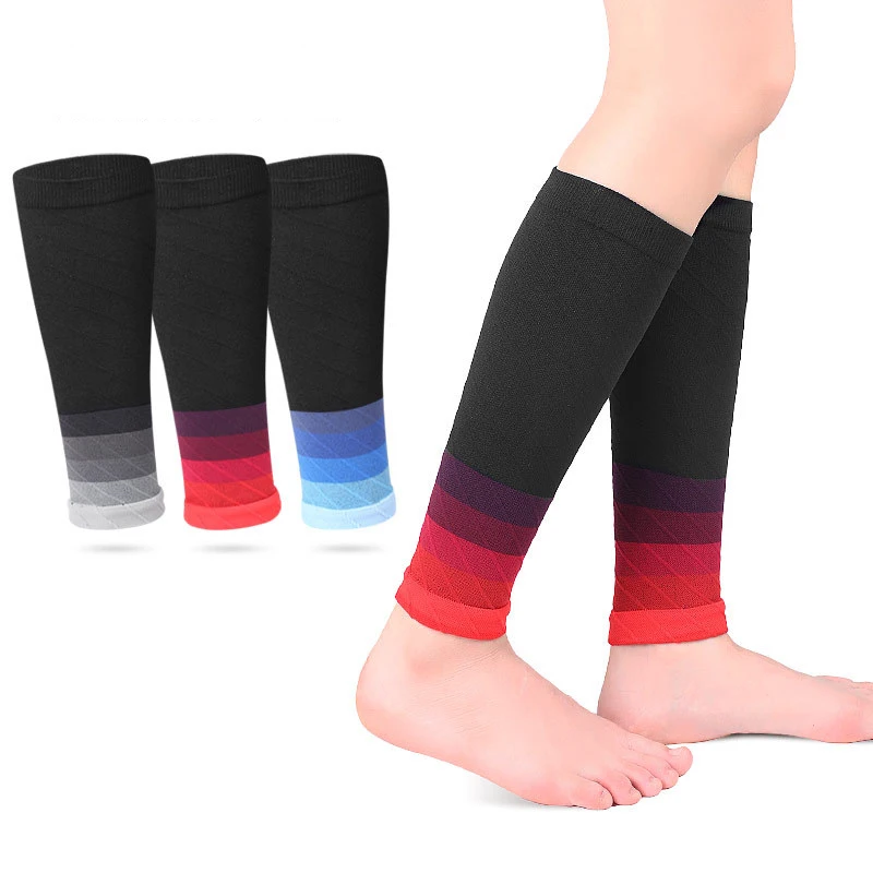

1pair Sports Leggings Socks Sweat-Absorbing Breathable Outdoor Cycling Running Camping Fitness Calf Elastic Compression Socks