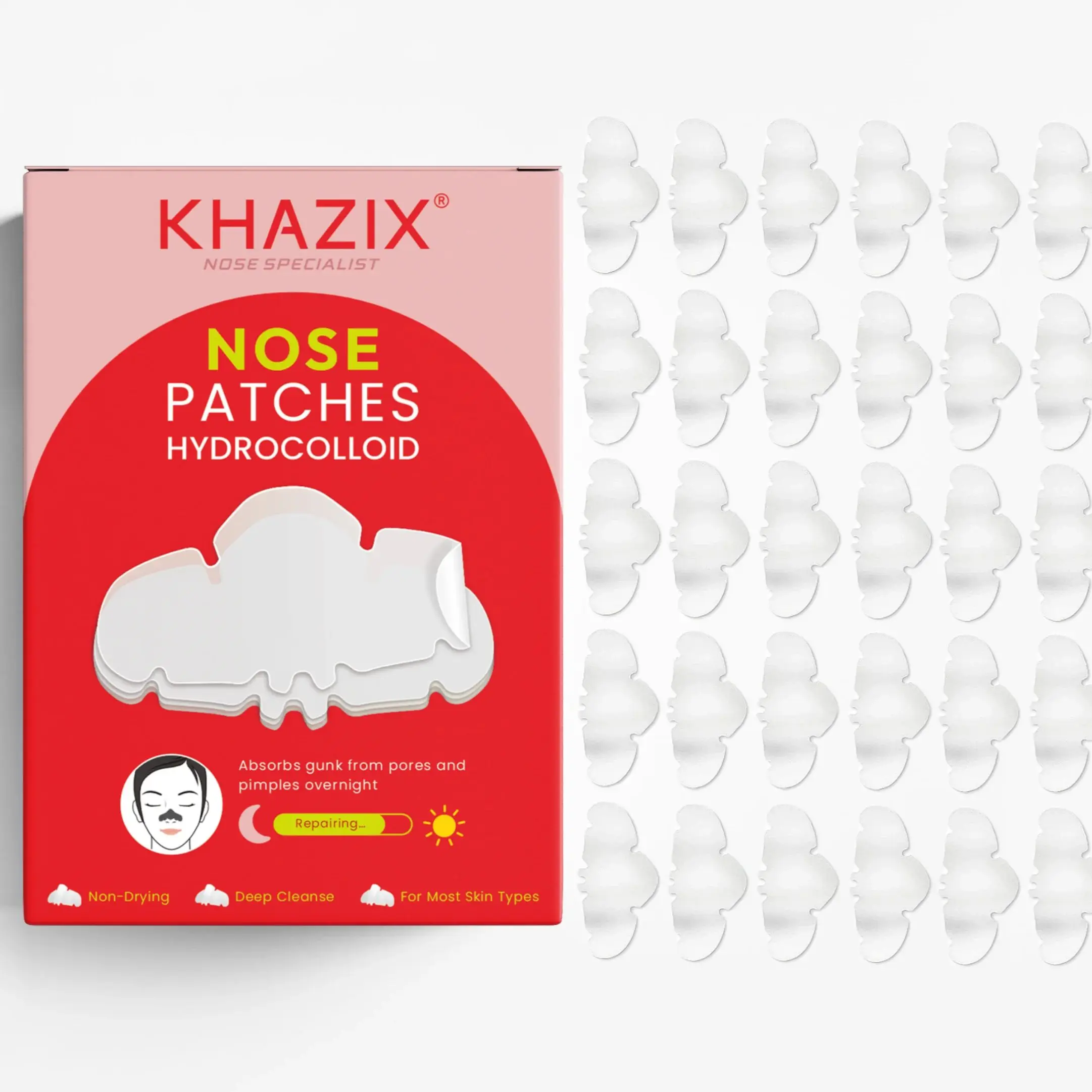 Description Picture 2 of itemUse 30 pieces of hydrocolloid nose strips to remove black and white heads and clean your nose