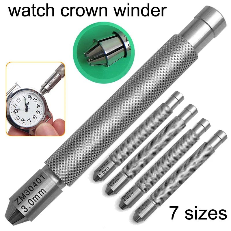 Stainless Steel Watch Crown Winder Tool 3mm 4mm 5mm 6mm 7mm 8mm 9mm Manual Mechanical Watch Crown Winding Watch Repair Tools