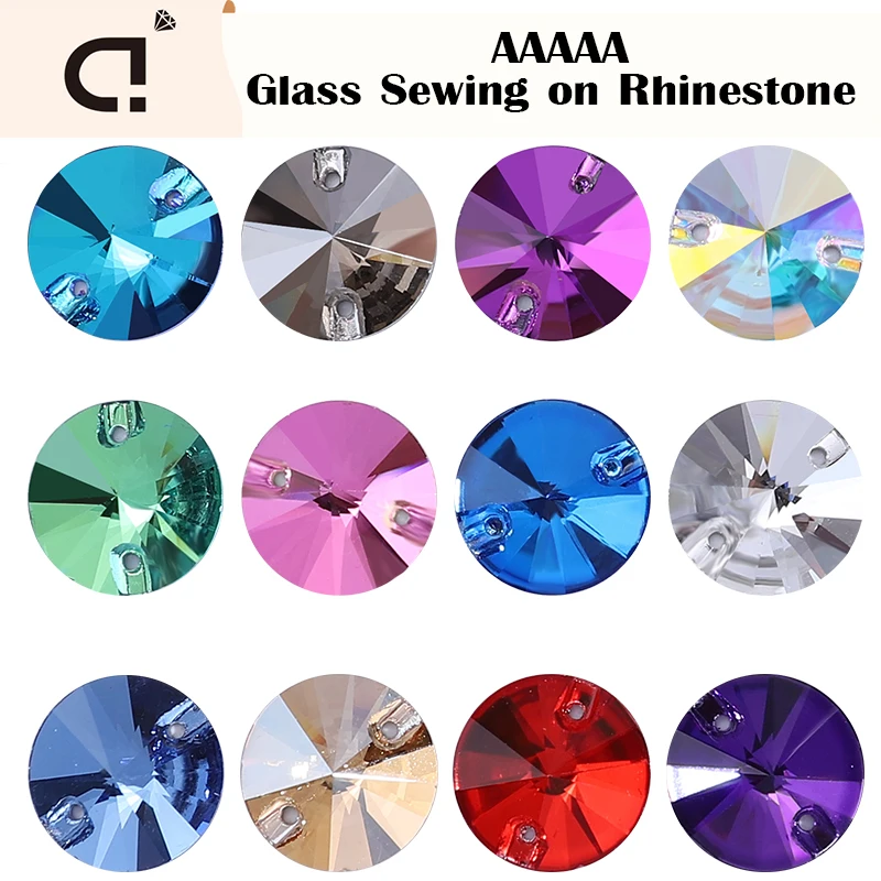 DU Crystal AAAAA Rivoli Sew on Glass Rhinestone Multicolor Sewing