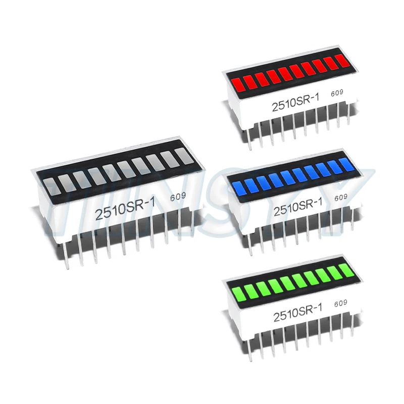 LED Display Bargraph Light 10 Segments Red Blue Yellow Green Single Color Battery Level Bar Graph for Arduino DIY