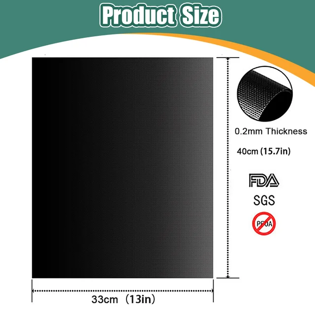 Nem Tapadásgátló Grill Szőnyeg 40*33 Cm Sütő Bbq Szerszám Főzési Grillezési Lap Hőállóság Könnyen Tisztítható Konyhai Szerszámok Újrafelhasználható - Image 6