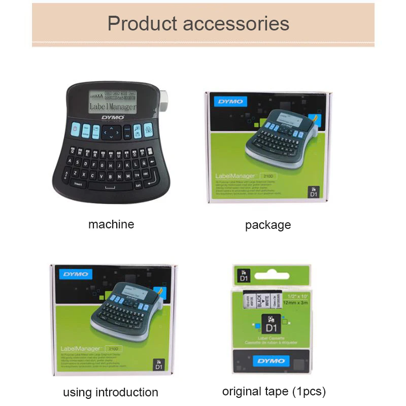EQUITPER 10pcs Ribbon+DYMO LM-210D Printer for 12mm 45013 45010 45018 45021 45023 40913 43613 Label Manager Office Supplies