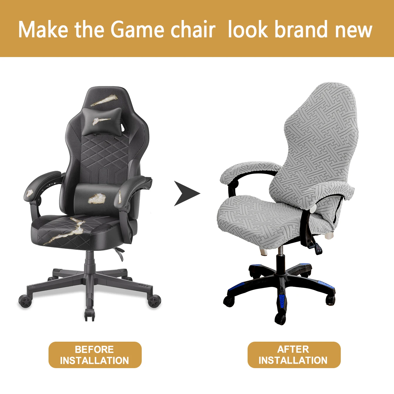 Thick Jacquard Gaming Chair Cover Esports Chair Cover Computer Racing Game with Armrest dining chair cover