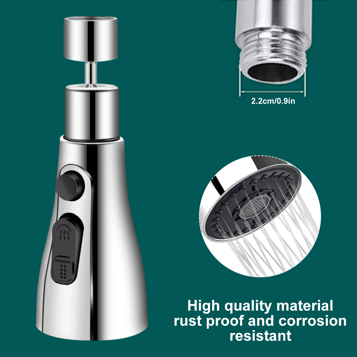360&deg; Swivel Kitchen Faucet Head Replacement 3 Working Modes Movable Kitchen Tap Nozzle Flexible Faucets Sprayer Gadgets