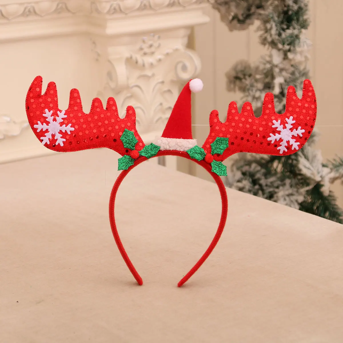 Christmas Hair Hoop Christmas Party Cosplay Headbands Girls Plush Reindeer Antlers Deer Ear Tree Hair Accessories Gift