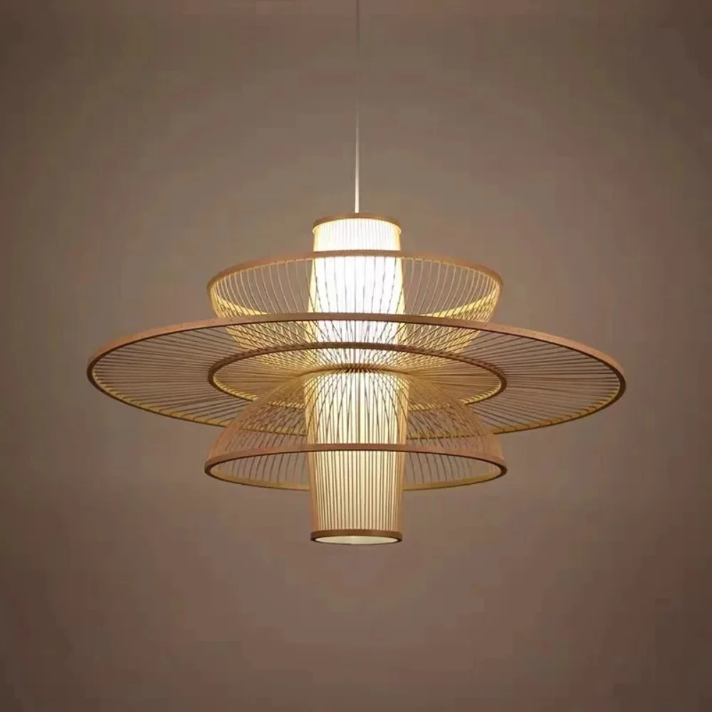 Bamboo Pastoral Rattan pendant lamp Wooden Restaurant Lighting Chinese Style Bamboo Decorative pendant lights