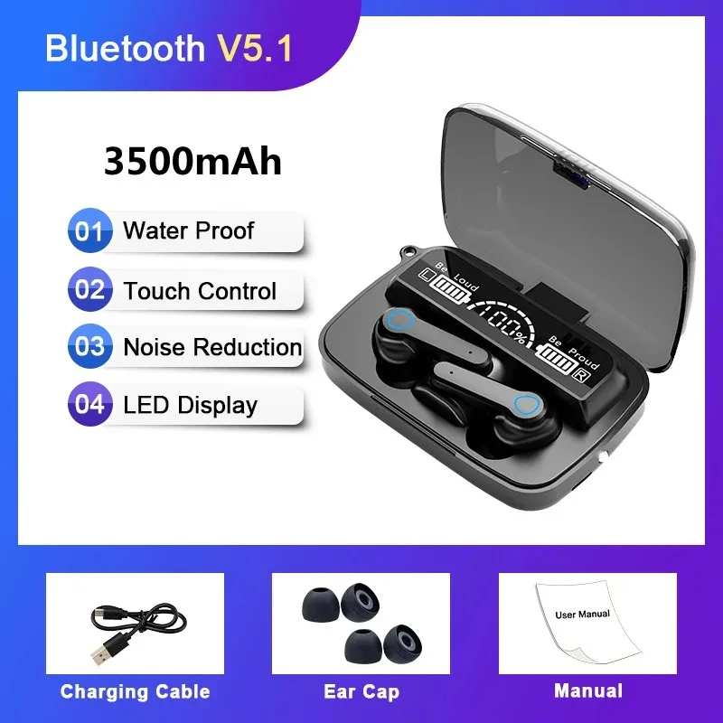 TWS-наушники M19 с поддержкой Bluetooth 5,3 и сенсорным экраном