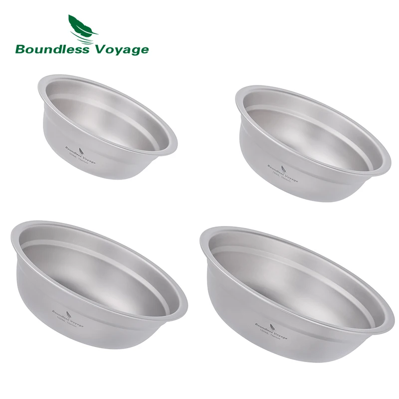 Boundless Voyage Titanium Bowl Camping Plate Serving Rice Soup Salad Dinnerware Set Stackable Outdoor Home Kitchen Tableware