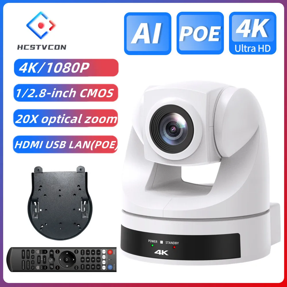 Video Camera USB3.0 HDMI LAN PTZ Camera 4K 20X Zoom Video Conference for Church Online Youtube Skype Live Streaming Meeting Zoom