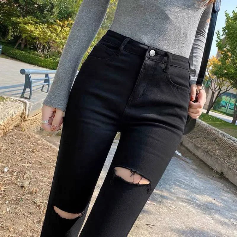 

Black Pencil High Waist Pants Gothic Moon Zipper Hollow Tight Trousers Women's Trousers Casual Streetwear Retro Goth Pants