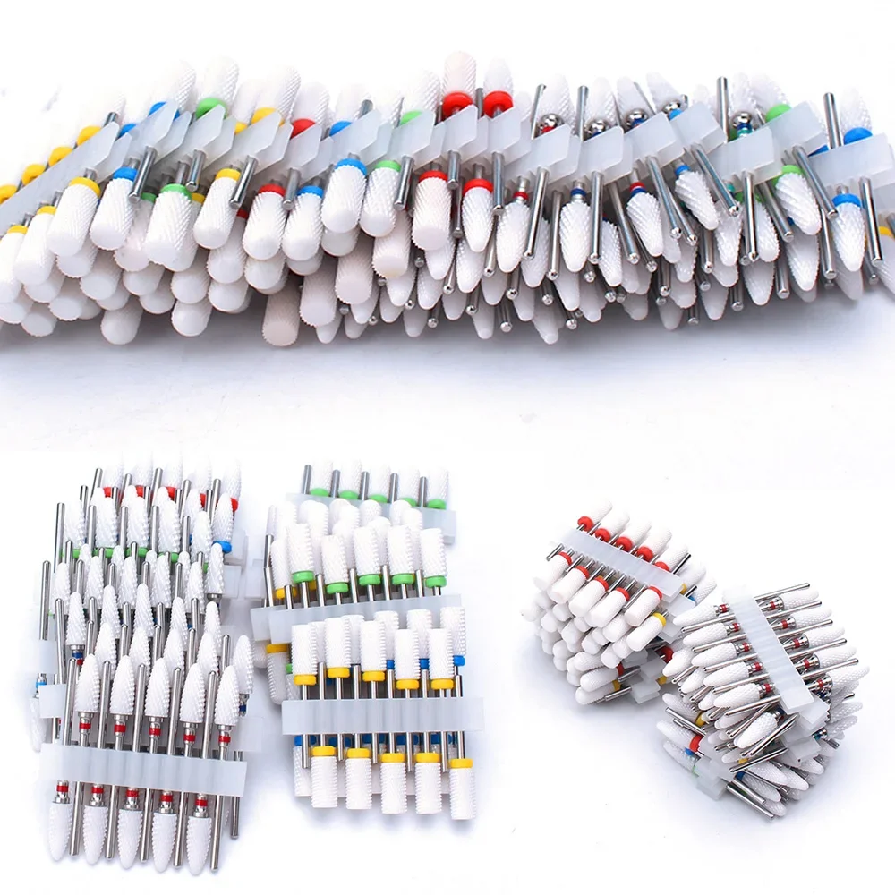 Nail Drill Files 10pcs Ceramic Nail Drill Bits Set Milling Cutter for Manicure Drills Electric Nail Files Cuticle Remove File Art Tools