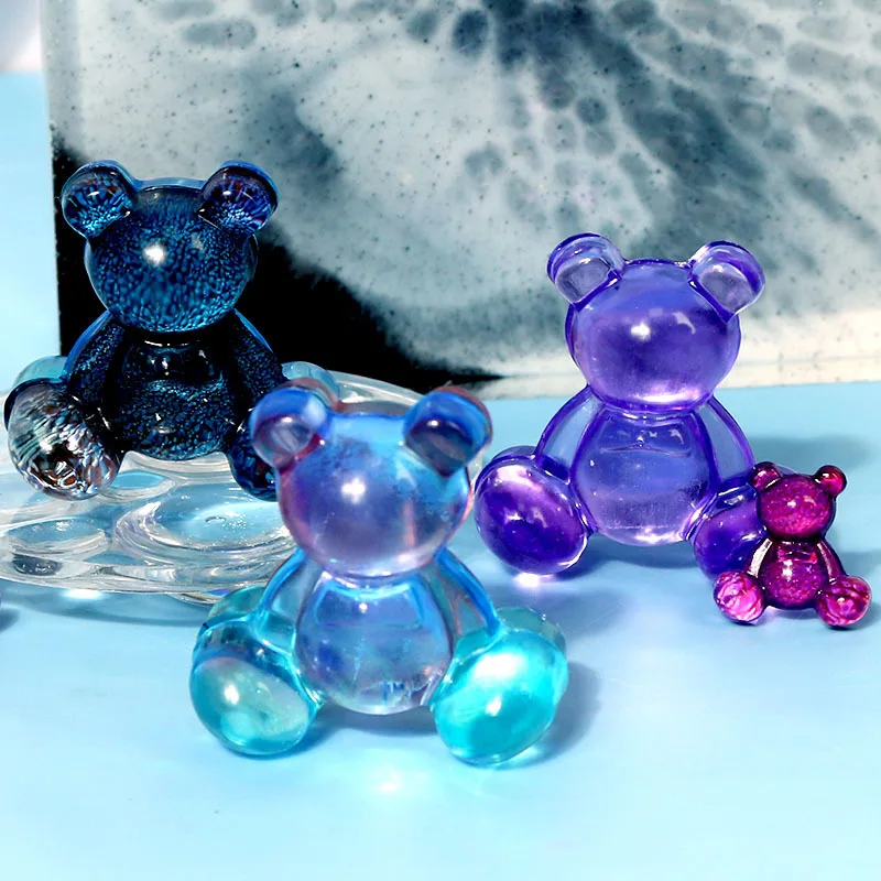 Little Bear Earrings Pendant Resin Crystal Drop Glue Mold DIY Chest Pin Hair Clip Keychain Silicone Mold Jewelry Handmade