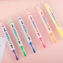 Ensemble de 6 surligneurs à double pointe, sans saignement, couleur assortie, pour l'école, marqueur de journal, H6t6