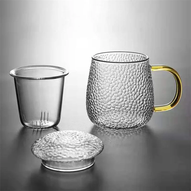 350ML 500ML Heating Resistance Hammer Teacups With Filter Tea Water Separation Water Cup With Lid And Handle Tea Ceremony Cup