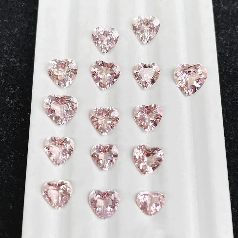 10pcs/lot Eye Clear Natural Stone Pink Morganite Heart Shape Facet 4x4mm-6x6mm Loose Gemstone For Jewelry Making