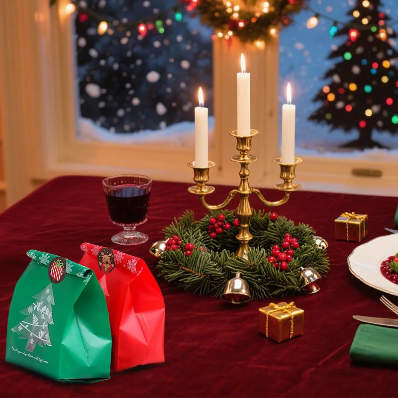 Christmas Candy Packaging Bags with Stickers