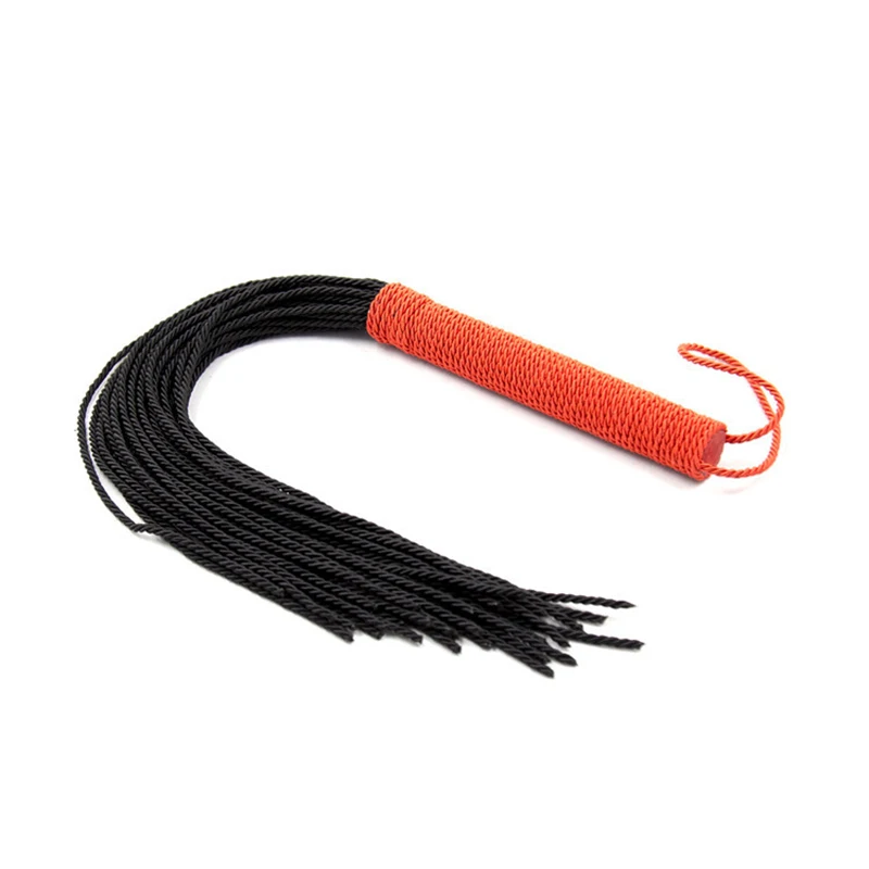 48cm Two Color Splicing Nylon Tassels Loose Whip Riding Crop Flogger Paddle Slapper Horse Training Dressage Whips 2