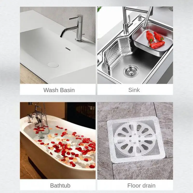 Shower drain catcher universal self-adhesive floor drain stickers disposable mesh sink strainer filter for kitchen bathroom