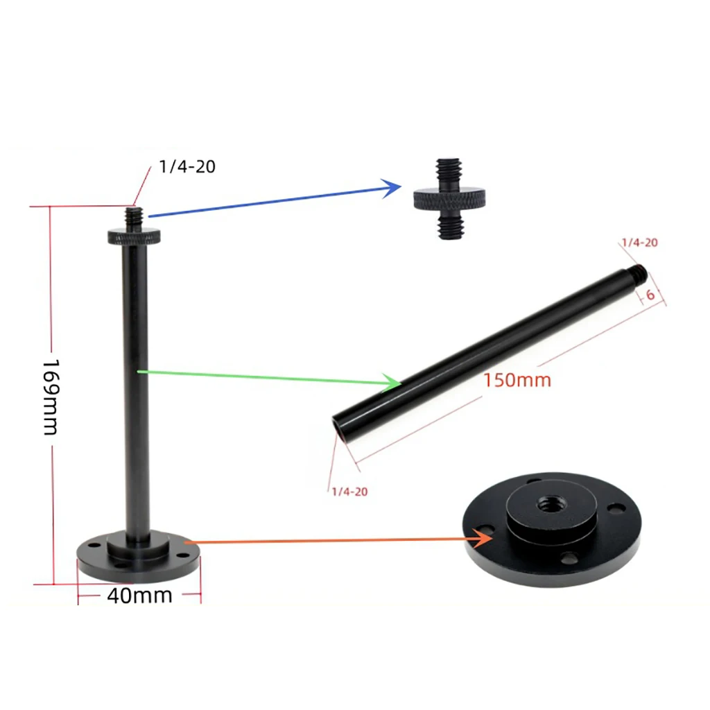 Desktop Light Stand Bracket Aluminum 1/4" Screw for Outdoor Camping Lantern Lamp Travel Picnic Hiking DIY Detachable Holder Pole