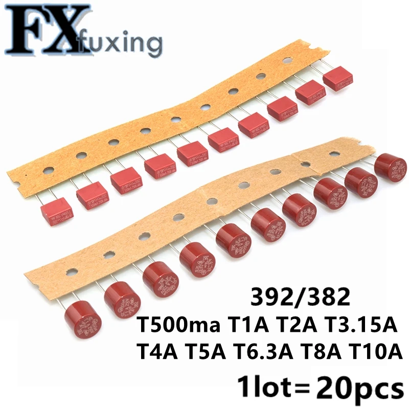 Круглый предохранитель T500mA T1A 2A 2.5A T3.15A 4A 5A 6.3A 8A 10A 250V 382 пластик T2A 392 плата питания